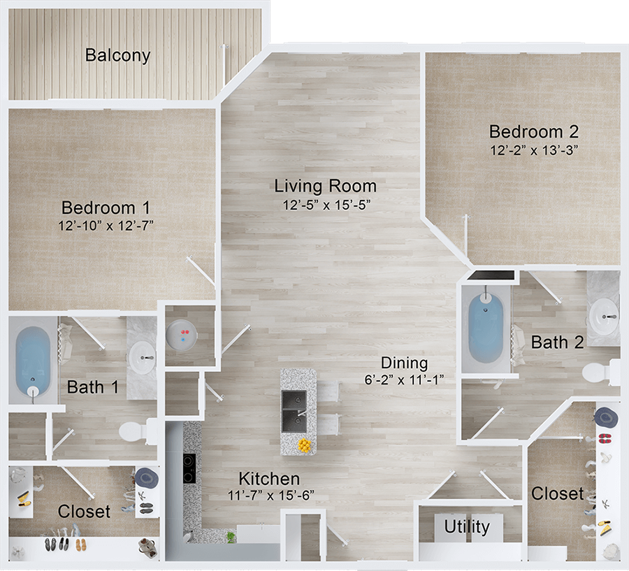 A Snapper unit with 2 Bedrooms and 2 Bathrooms with area of 1027 sq. ft